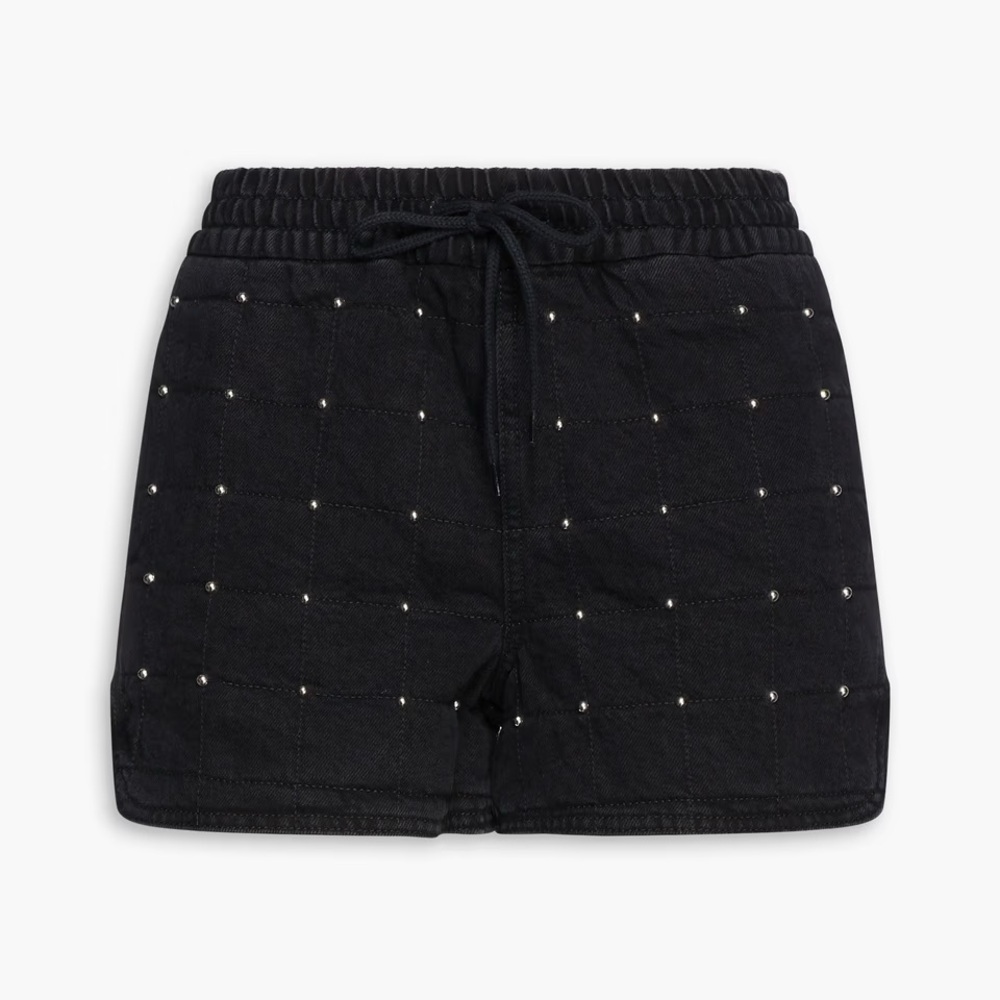 Maje Igua Quilted Studded High Waist Jean Shorts - Size IT 36/ US 4